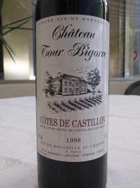 Cotes de  Castillon 1998 Chateau Tour Bigorre